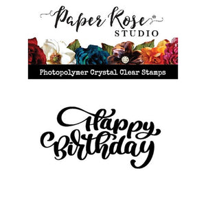Paper Rose Stamp - Happy Birthday Chunky Script