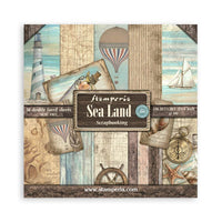 Stamperia Patterned Paper Small Pad 10 Sheets Cm 20,3X20,3 (8"X8") - Sea Land