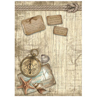 Stamperia A4 Rice Paper - Sea Land Compass