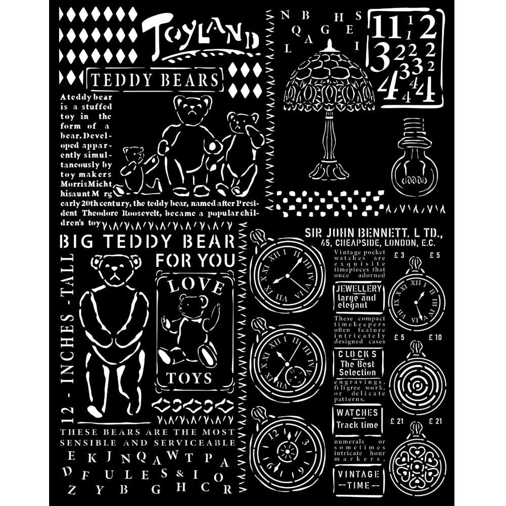Stamperia Thick Stencil Cm 20X25 - Brocante Antiques Teddy Bear
