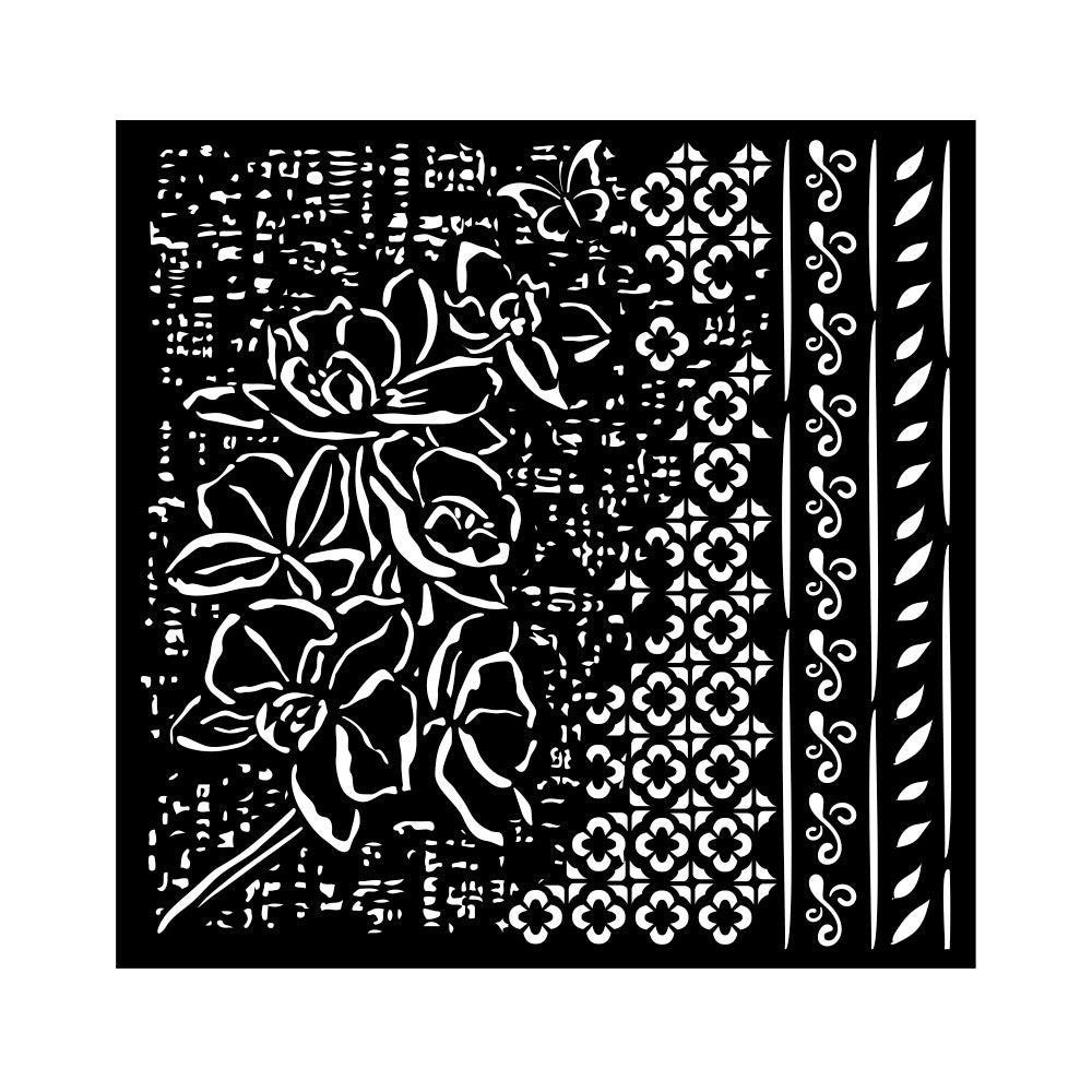 Stamperia Thick stencil cm 18X18 - Orchids and Cats Orchid pattern