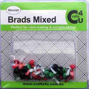 Crafts4U Brads - Mixed Colours 60pcs