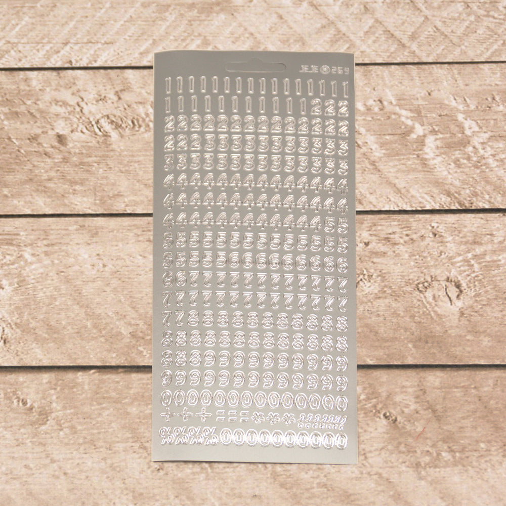 Sticker Sheet - Numbers Silver
