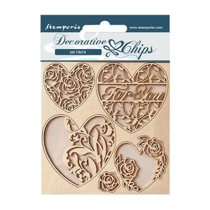 Stamperia Chips: Rose Parfum: Hearts