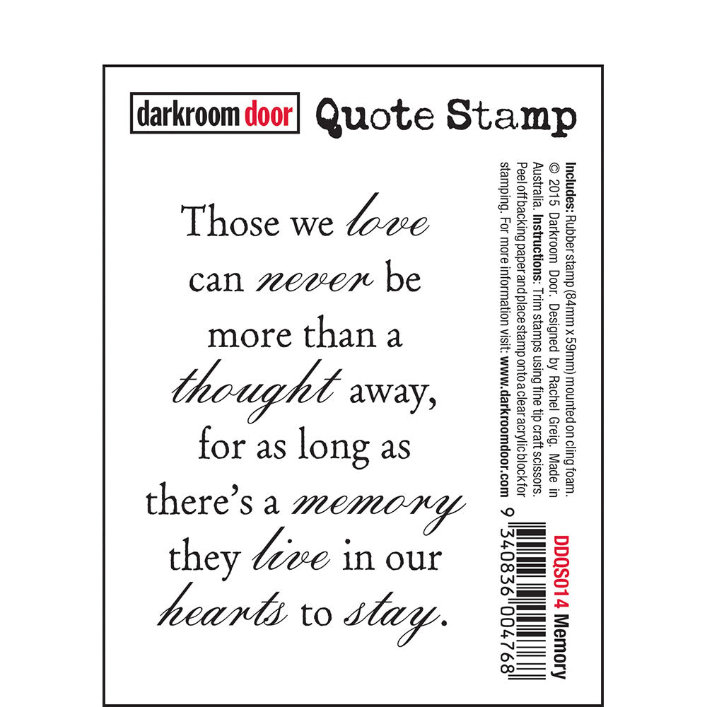 Darkroom Door Stamp Quote - Memory