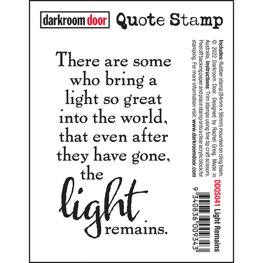 Darkroom Door Stamp Quote - Light Remains