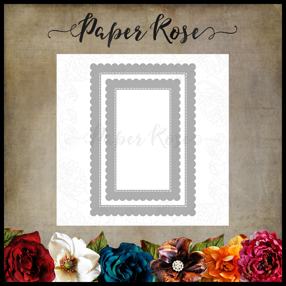 Paper Rose Die set - Scalloped Rectangle Frames