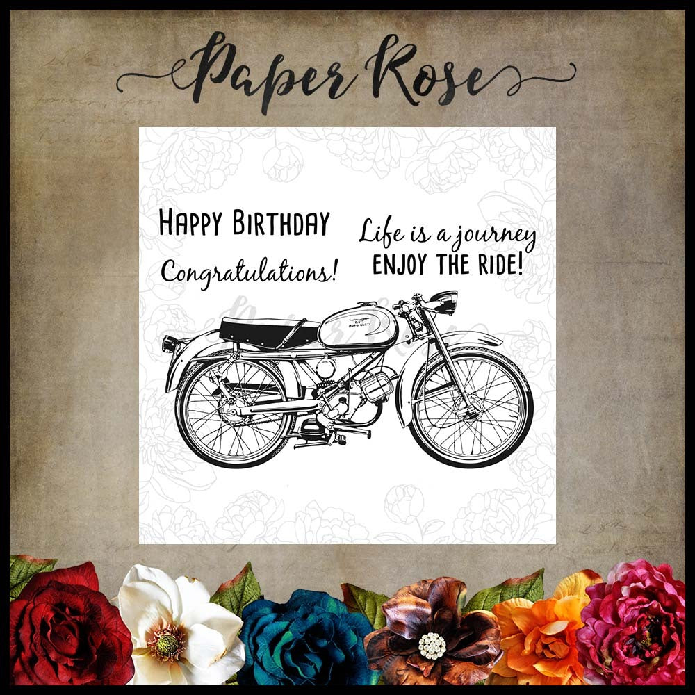 Paper Rose Stamp set - Vintage Motorcycle