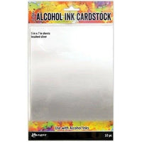 Tim Holtz  Alcohol Ink Cardstock 5" x 7" - Brushed Silver 10pc