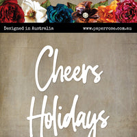 Paper Rose Die Set - Tall Script Words: Cheer Holidays