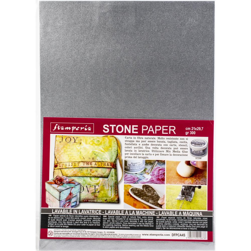 Stamperia Stone Paper A4 Silver