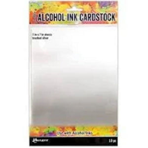 Tim Holtz Alcohol Ink Cardstock 5" x 7" - Silver Sparkle