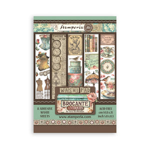 Stamperia Washi Pad 8 Sheets A5 - Brocante Antiques