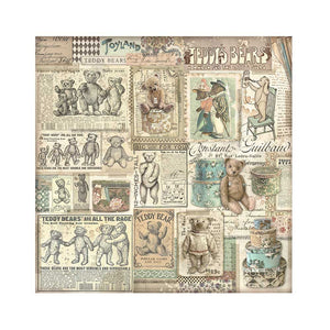Stamperia Pack 4 Sheets Fabric Cm 30X30 - Brocante Antiques