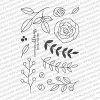 Paper Rose Stamp set - Ella's Garden Scribble Leaves