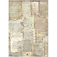 Stamperia Rice Paper Selection A4 Set of 6 Backgrounds - Vintage Library
