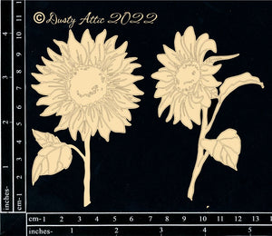 Dusty Attic Chipboard - Sunflowers